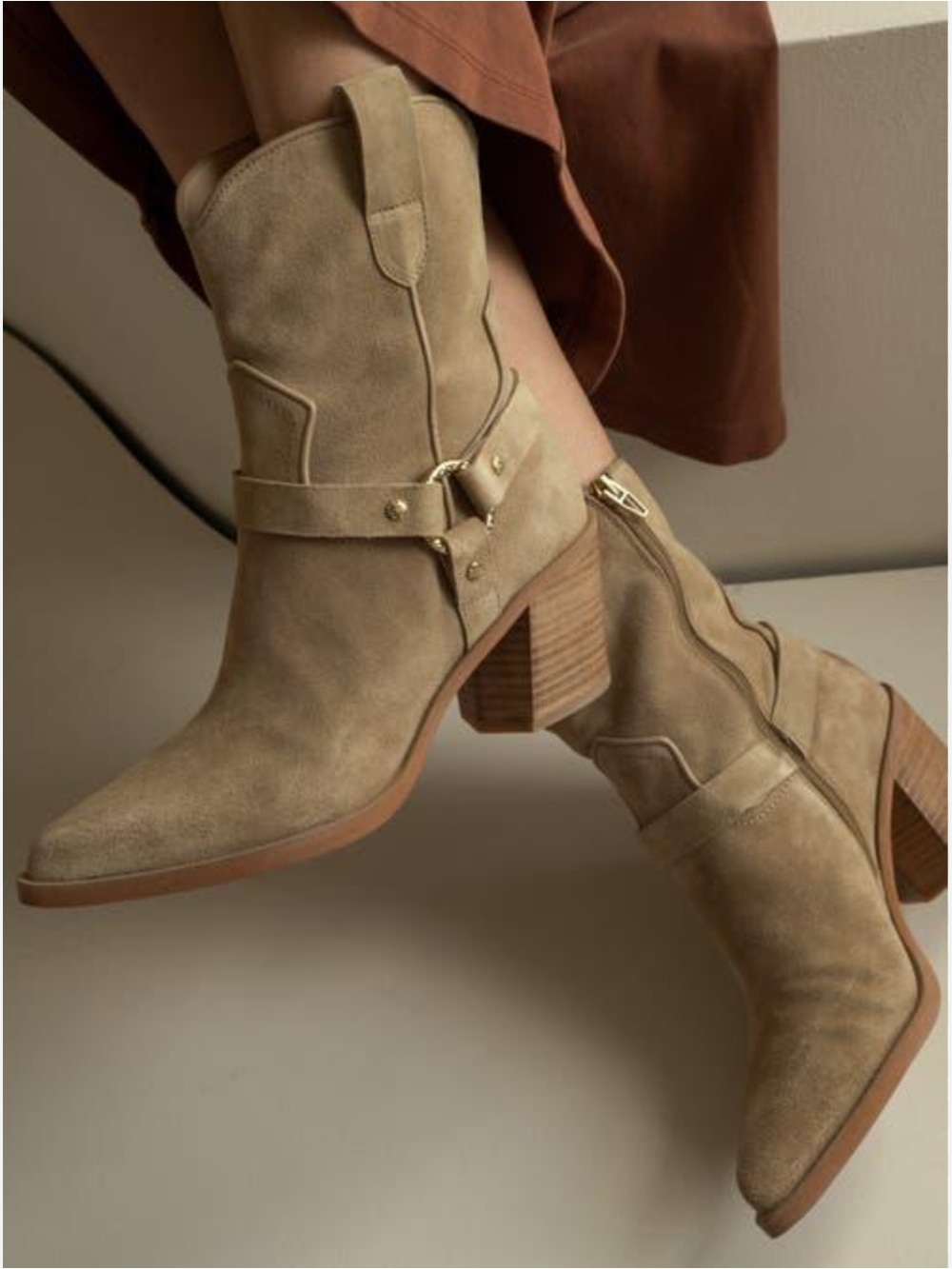Dolce Vita Kenzen Western Harness Suede Boots New! - Picture 2 of 13
